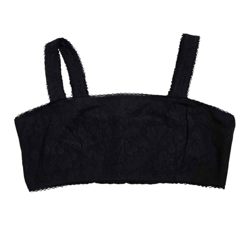 American Eagle Outfitters Black Lace Overlay Super Cropped Tank Top XXL NEW